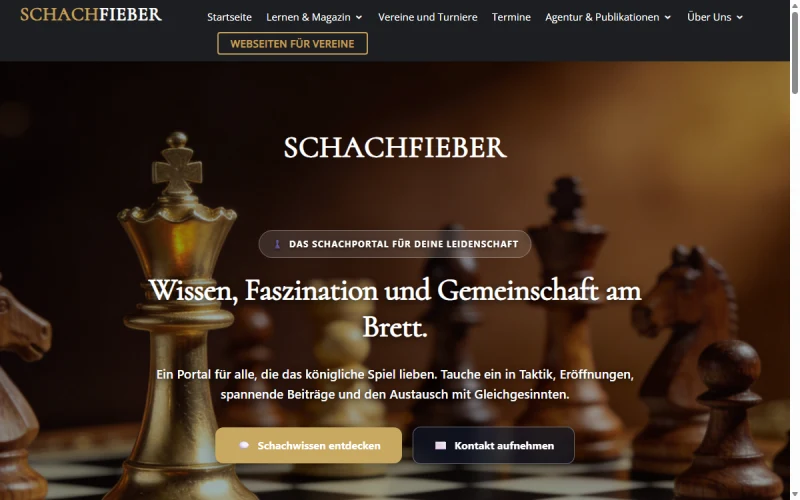 Live Referenzprojekt schachfieber.com von Zimmer Internetservice